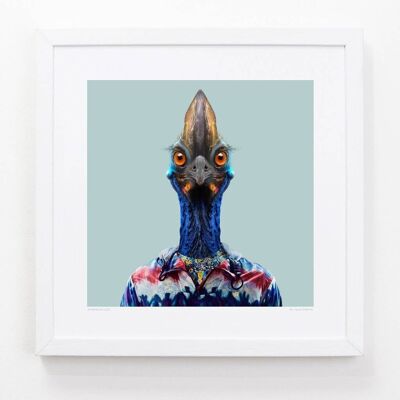 Tooh, the Southern Cassowary__Light Blue / Large [61cm x 61cm] / Unframed