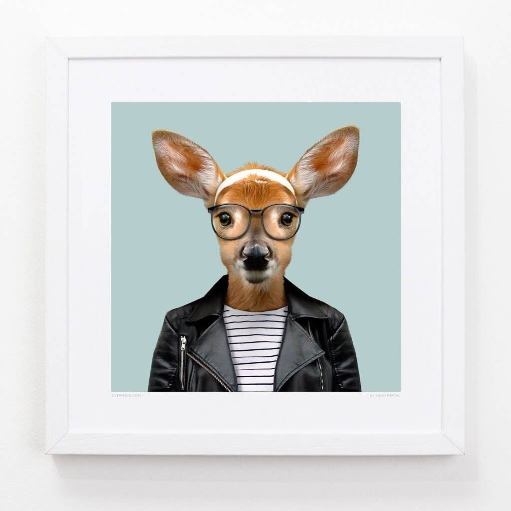 Laurie, the White Tailed Deer__Light Blue / Large [61cm x 61cm] / Unframed