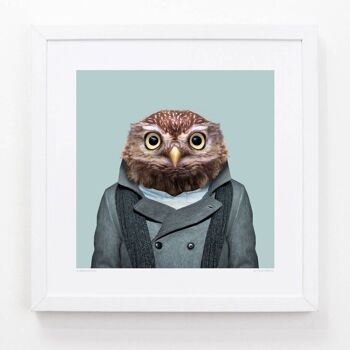 Alfie, le hibou__Bleu clair / Grand [61cm x 61cm] / Sans cadre 1