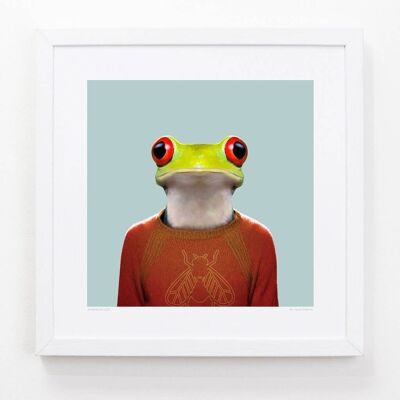 Camilo, the Red-eyed Tree Frog__Light Blue / Large [61cm x 61cm] / Unframed