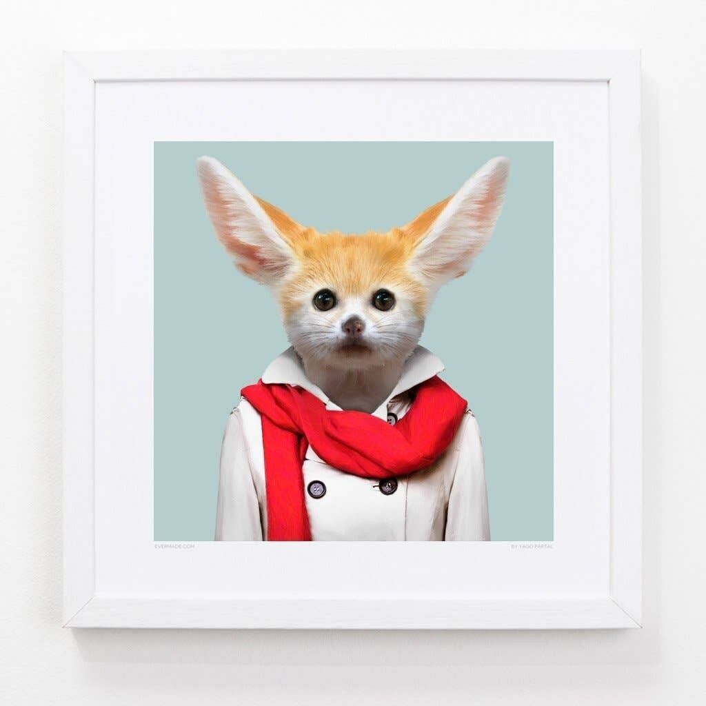 Nabila, la volpe Fennec__Azzurro / Grande [61 cm x 61 cm] / Senza cornice