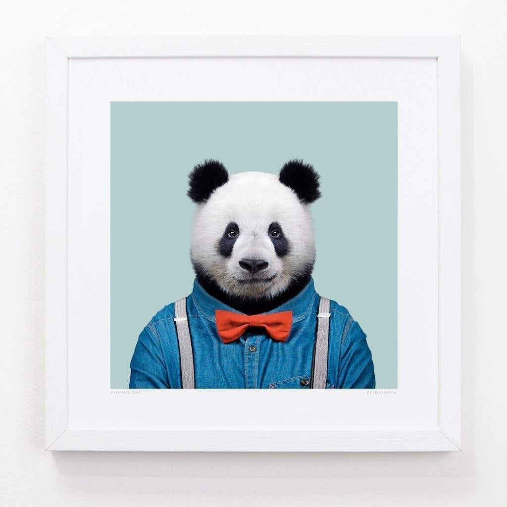 Bao, il panda gigante__Azzurro / Grande [61 cm x 61 cm] / Senza cornice