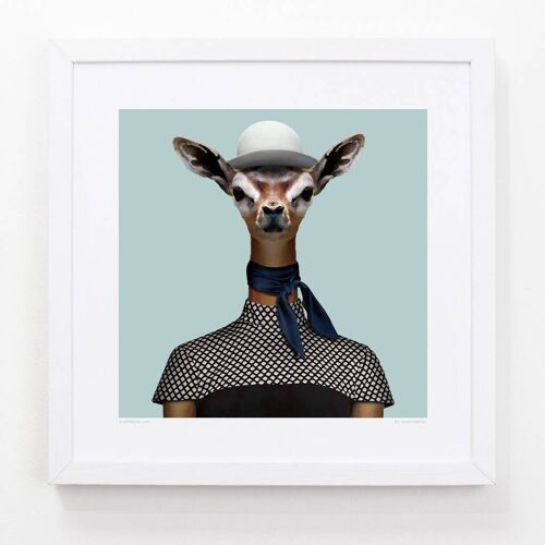 Hani, the Gerenuk__Light Blue / Large [61cm x 61cm] / Unframed