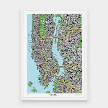 Carte dessinée à la main de New York__A1 / sans cadre 2