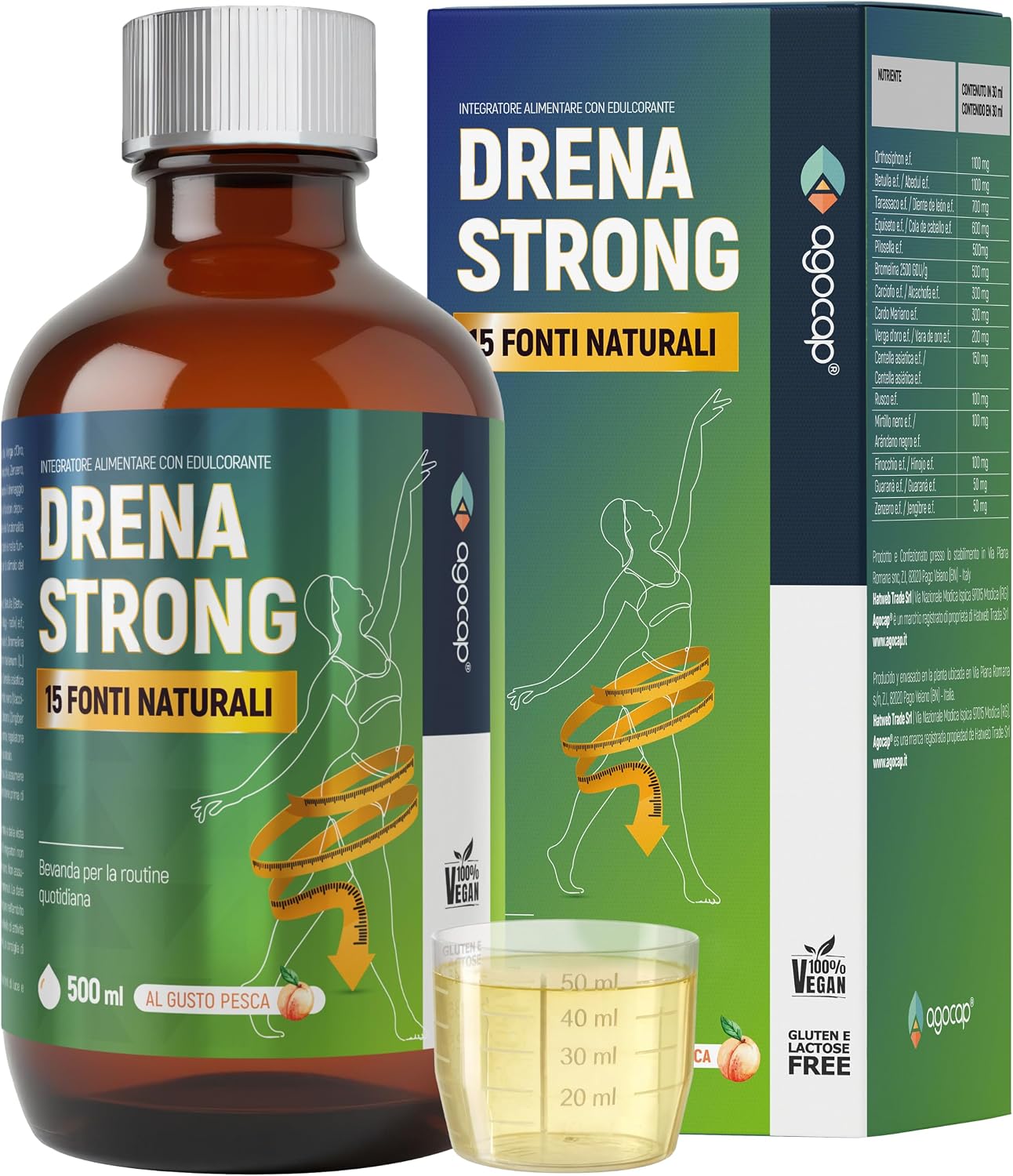 Drena Strong | Liquid draining product for water retention and swelling with 15 plant extracts