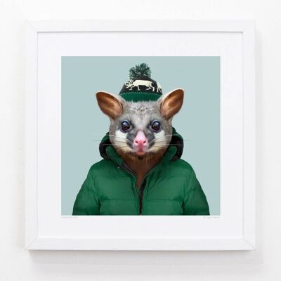 Arlo, the Common Brushtail Possum__Light Blue / Large [61cm x 61cm] / Unframed