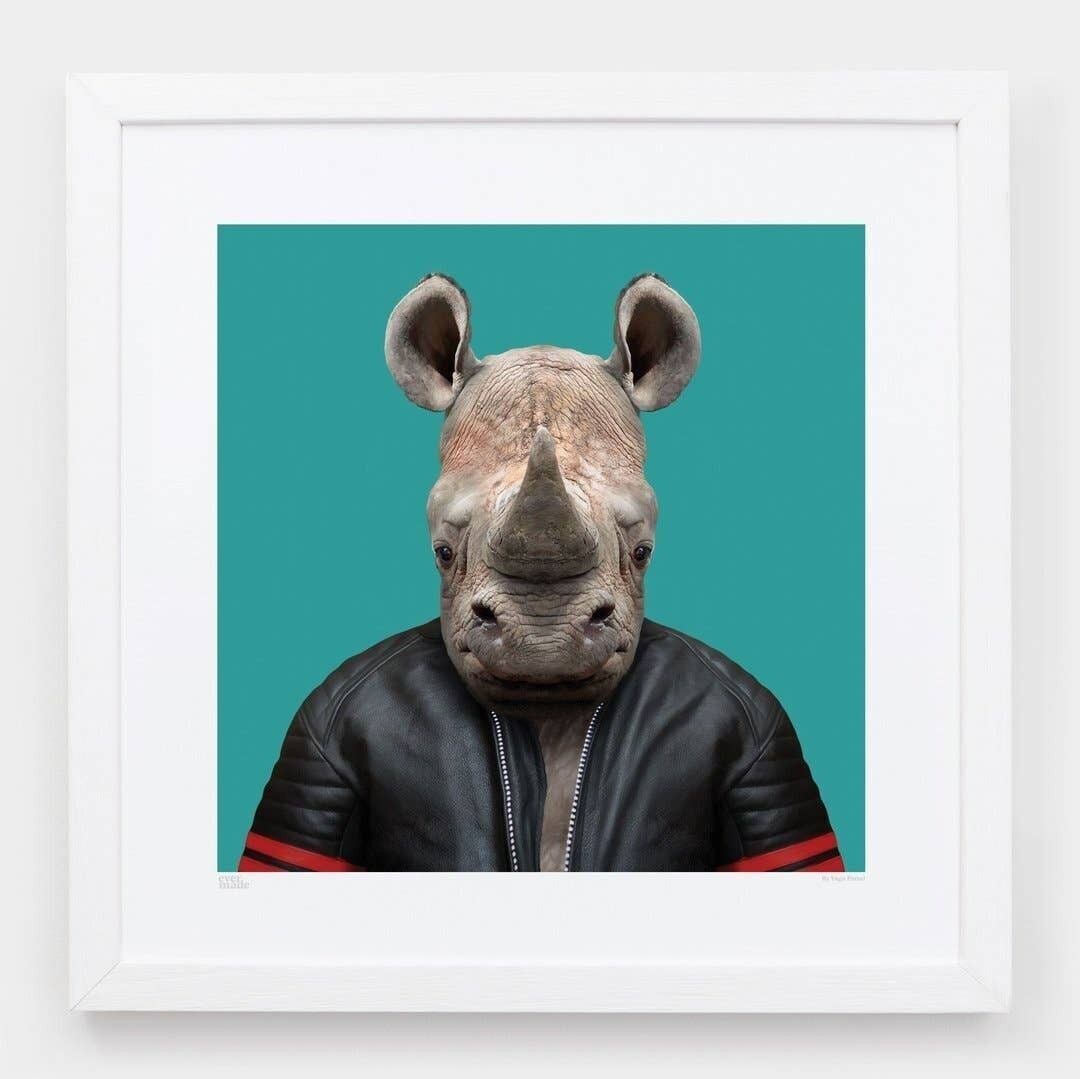 Baruti, the White Rhinoceros__Light Blue / Large [61cm x 61cm] / Unframed