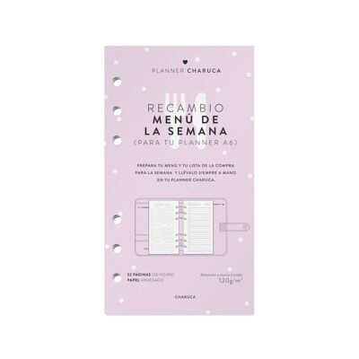 Recambio planner charuca menu/lista compra a6