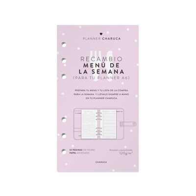 CHARUCA MENU PLANNER SPARE / PURCHASE LIST A6