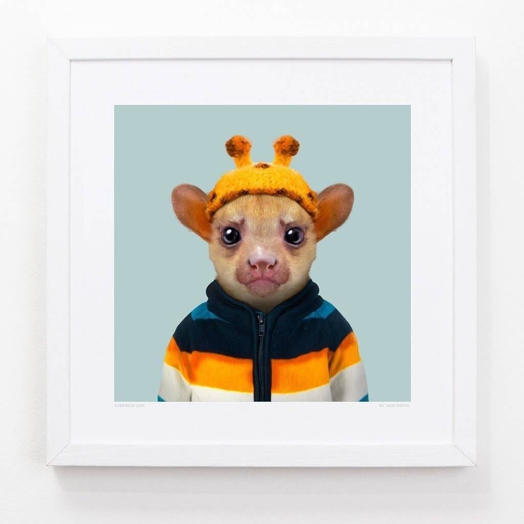 Riky, the Kinkajou__Light Blue / Large [61cm x 61cm] / Unframed