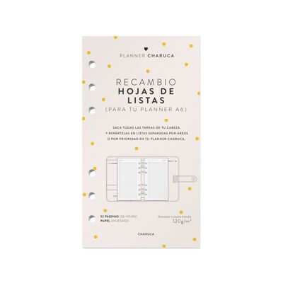 REPLACEMENT PLANNER CHARUCA READY SHEETS A6