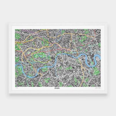 Handgezeichnete Karte von London__A1 / Ungerahmt