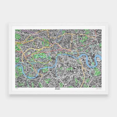 Carte dessinée à la main de Londres__A1 / sans cadre