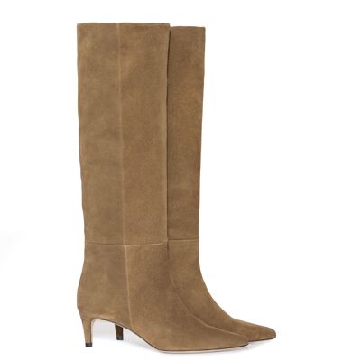 LONDON KHAKI SUEDE KNEE HIGH BOOTS 2 IN 1 by Joana Freitas