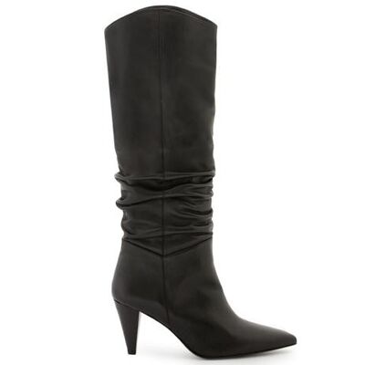 Isabel black knee high boots