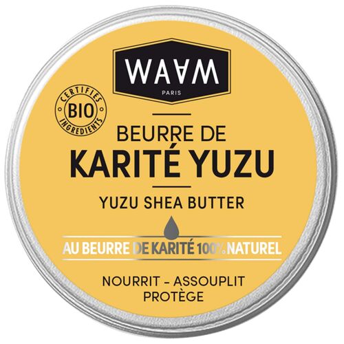 WAAM Cosmetics – Beurre de Karité Yuzu – Soin nourrissant peau et cheveux – Au beurre de Karité brut BIO et naturel – Vegan – 100ml