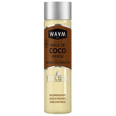 WAAM Cosmetics - Organic coconut vegetable oil - 100% pure and natural - First cold pressing - Nourishing oil for skin and hair - 100ml