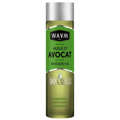 WAAM Cosmetics – Huile végétale d’Avocat BIO – 100% pure et naturelle – Première pression à froid – Huile nourrissante cheveux et peau – 100ml