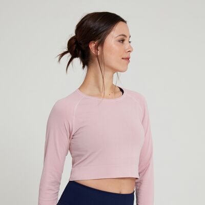 Step Up Bamboo Cropped Manches Longues, Rose Clair