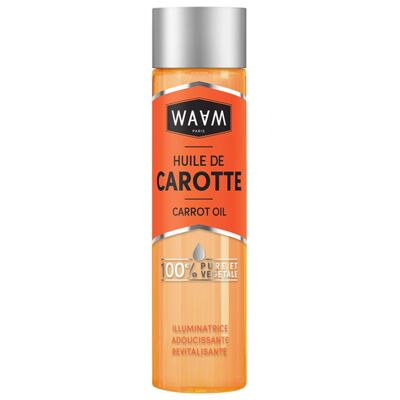 WAAM Cosmetics – Huile de Carotte – 100% pure et naturelle – Par macération à froid – Prépare la peau au soleil et teint halé –100ml