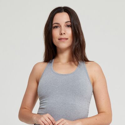 In Motion Recycled Vest Top, Grey Marl