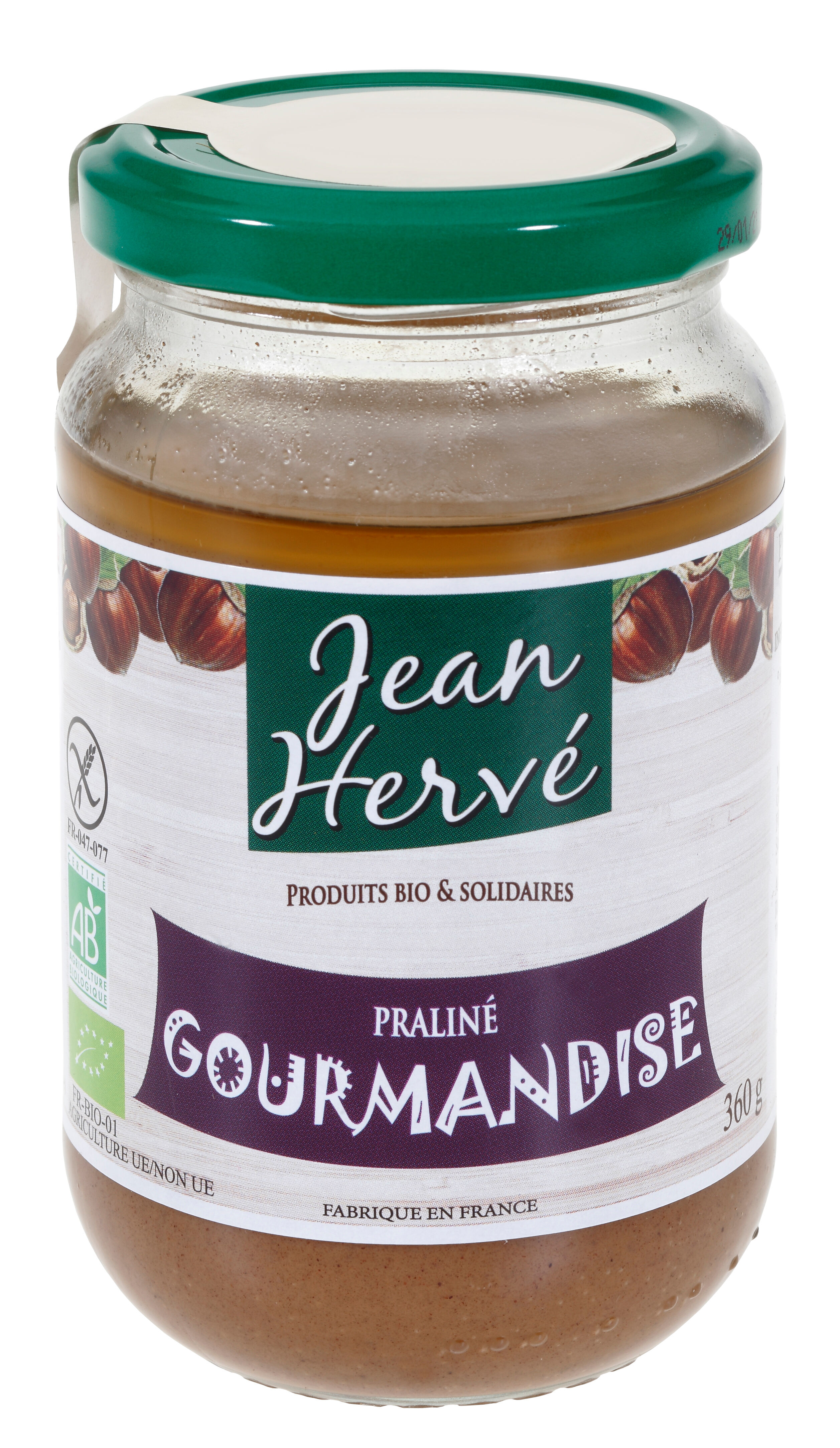 Organic hazelnut praline with brown cane sugar - 360g glass jar