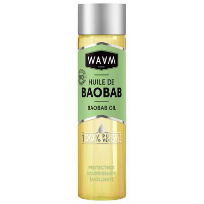WAAM Cosmetics - Baobab vegetable oil - 100% pure and natural - First cold pressing - Ultra nourishing skin and hair oil - 100ml