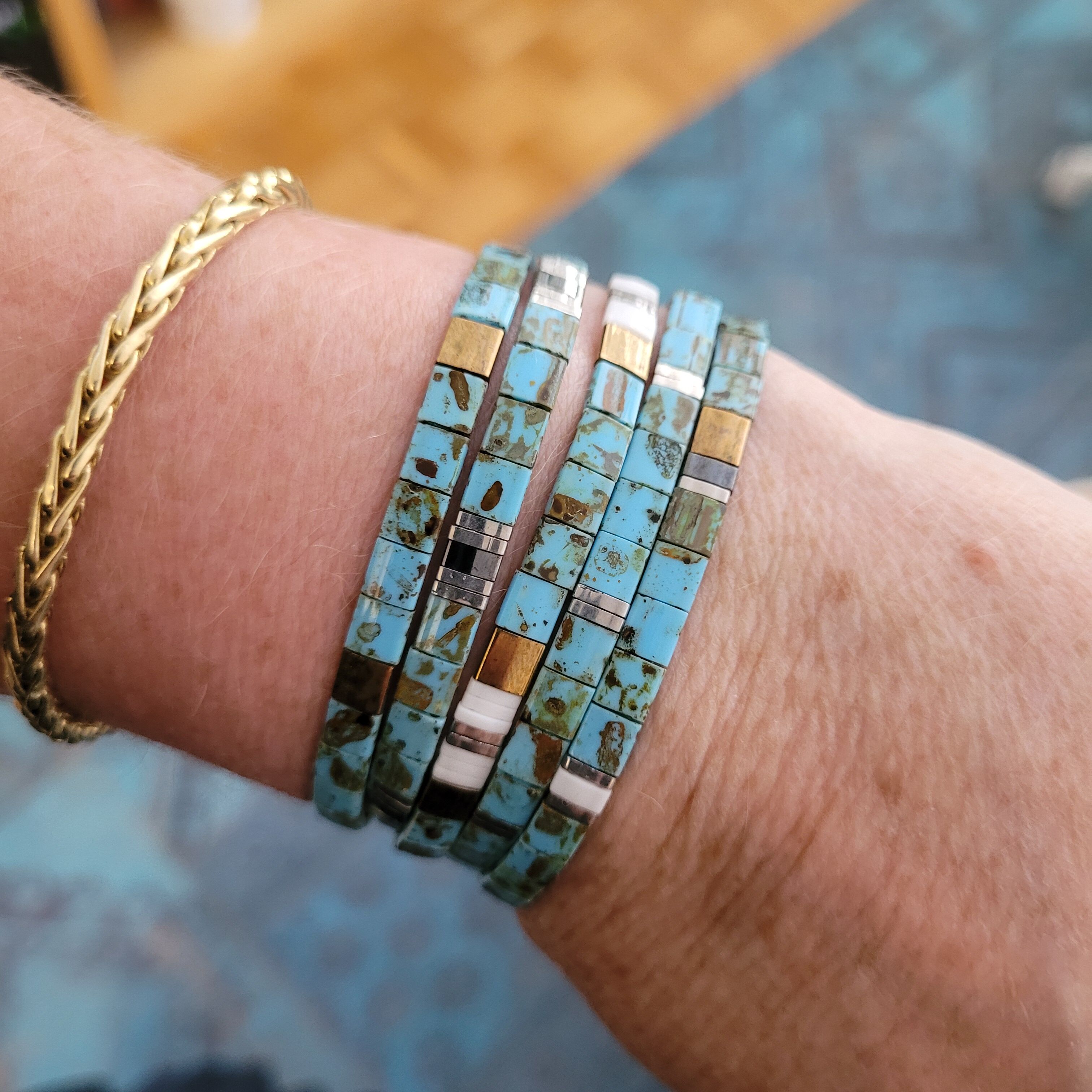 5 braccialetti - Picasso turchese - Estate - TILA