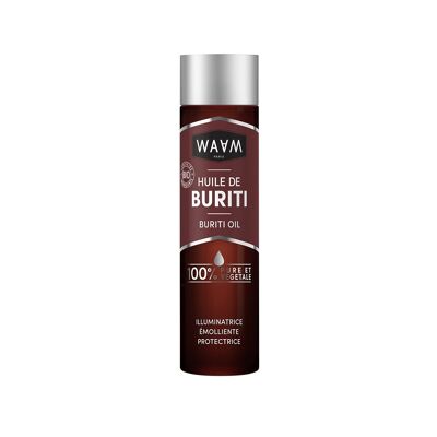 WAAM cosmetics – Huile végétale de Buriti – 100% pure et naturelle – Première pression à froid – Huile bronzante – Soin pour peau et cheveux avant et après soleil – 100ml