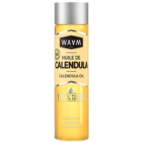 WAAM Cosmetics – Huile végétale de Calendula Bio – 100% pure et naturelle – Première pression à froid – Huile apaisante, nourrissante et régénérante – Pour Bébé et Maman – 100ml