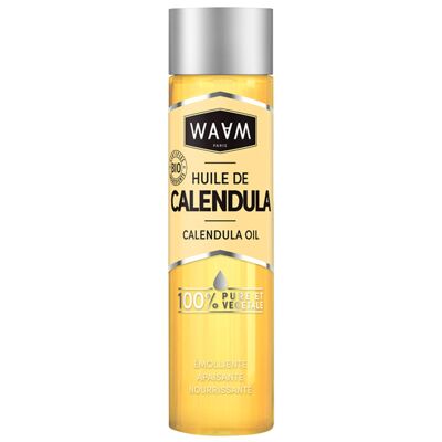 WAAM Cosmetics – Huile végétale de Calendula Bio – 100% pure et naturelle – Première pression à froid – Huile apaisante, nourrissante et régénérante – Pour Bébé et Maman – 100ml
