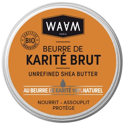WAAM Cosmetics – Beurre de Karité Brut – Soin nourrissant et protecteur– BIO et naturel – Vegan – 100ml