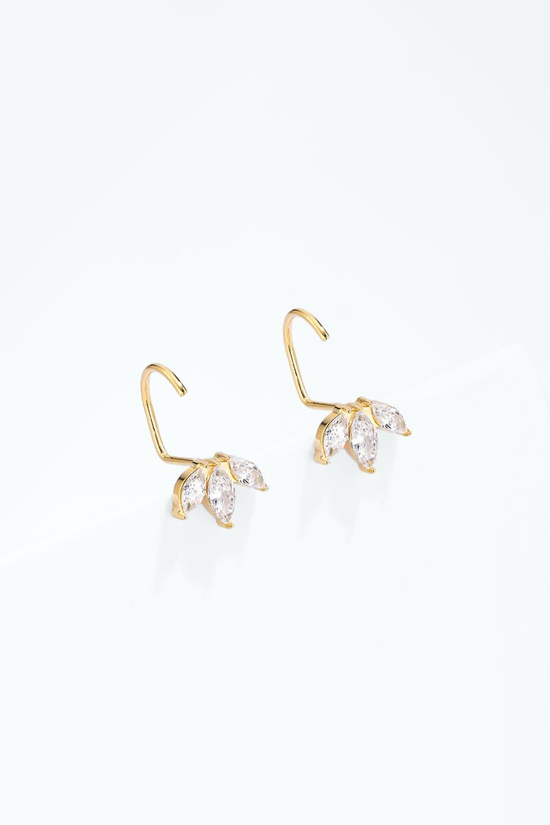Boucles d'oreilles trèfle à 3 zircons en acier inoxydable 124AQ729