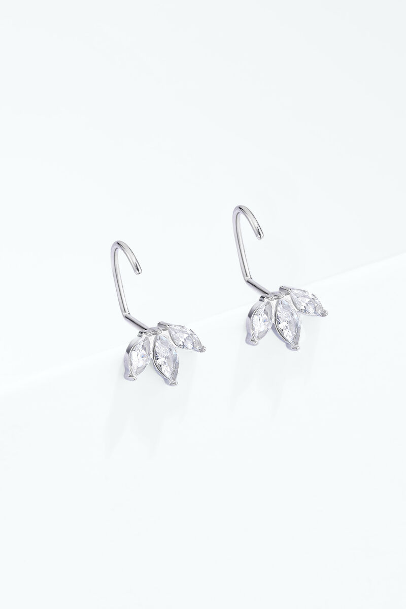 Boucles d'oreilles feuille à zircons en acier inoxydable 124AQ729