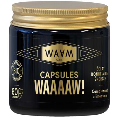 WAAM Cosmetics – Capsules WAAAAW! – Compléments alimentaires – Ingrédients BIO – 100% naturel – Bronzage parfait sans effort – Vegan – 60 capsules
