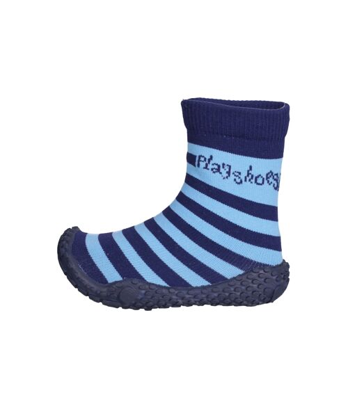 Aqua-Socke Streifen -marine/hellblau
