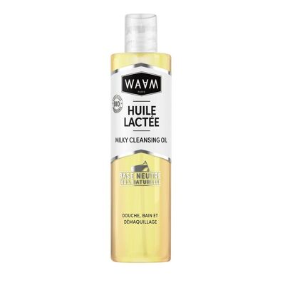 WAAM Cosmetics – Huile lactée – Huile de douche nettoyante pour corps et visage – 100% d’origine naturelle – Vegan – 200ml