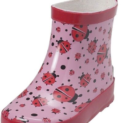 Ladybug half shaft rubber boots - pink