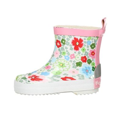 Flowers half shaft rubber boots - white