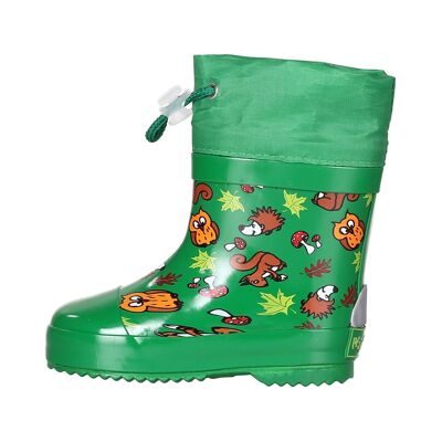 Wellington boots half shaft forest animals lined -green