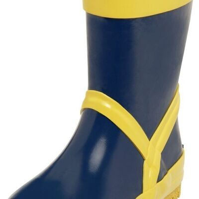 Bottines Wellington unies marine / jaune