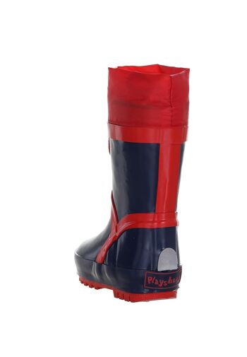 Bottines basiques en caoutchouc doublées - marine / rouge 2