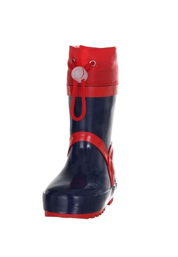 Bottines basiques en caoutchouc doublées - marine / rouge 5