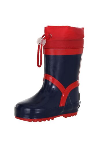 Bottines basiques en caoutchouc doublées - marine / rouge 6