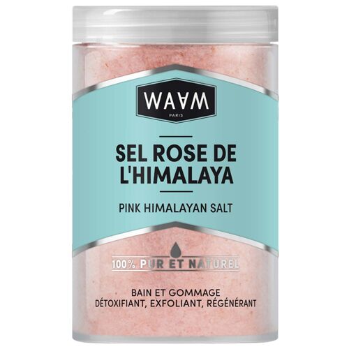 WAAM Cosmetics – Sel rose de l’Himalaya– 100% pur et naturel – Sel exfoliant et détoxifiant – Pour bains et gommage du corps – 400g