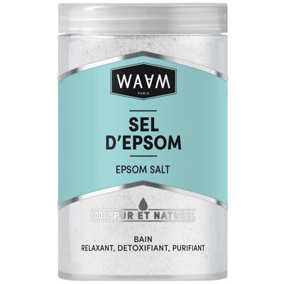 WAAM Cosmetics – Sel d’Epsom – 100% pur et naturel – Sel purifiant et relaxant – Sel de bain – 400g