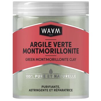 WAAM Cosmetics – Argile Verte Montmorillonite – 100% pure et naturelle – Argile purifiante et réparatrice – 250g