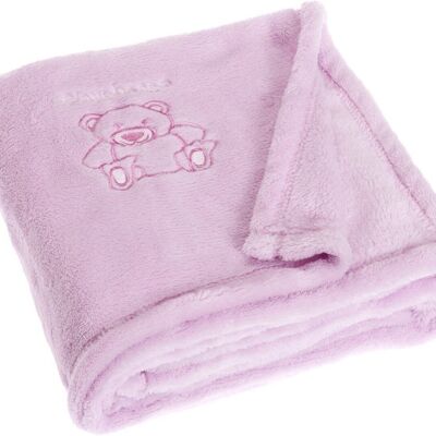 Fleece blanket bear -pink 75x100