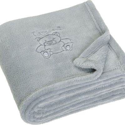 Fleece blanket bear -grey 75x100
