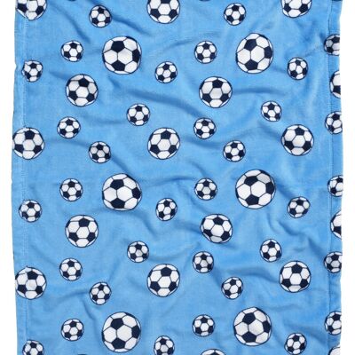 Fleece-Decke Fußball -blau 75x100
